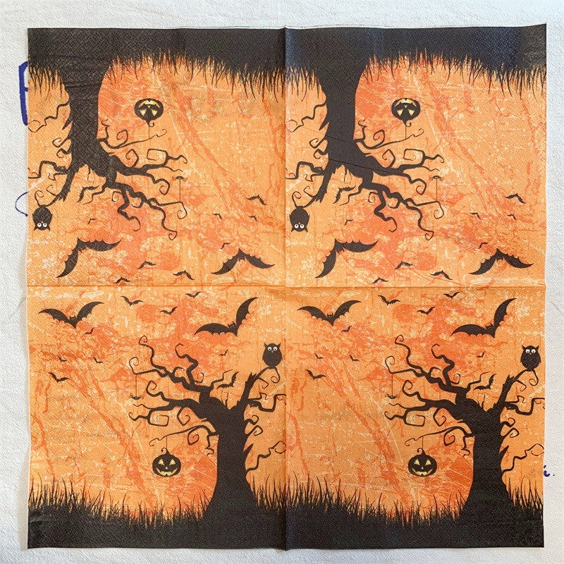 20Gb/Pack Happy Halloween Skull Ķirbju Sikspārnis Dekupāžas Papīrs Žāvēts Koks Ķirbju Papīra salvetes Helovīna ballīšu dekorēšanai