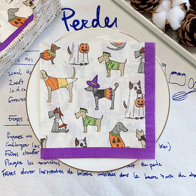 20 τεμ/συσκευασία Χαριτωμένο χαρτοπετσέτες για χαριτωμένο σκυλί Happy Halloween Decoupage Χάρτινο χαρτομάντιλο από χαρτοπετσέτα κινουμένων σχεδίων για παιδιά Προμήθειες για πάρτι γενεθλίων