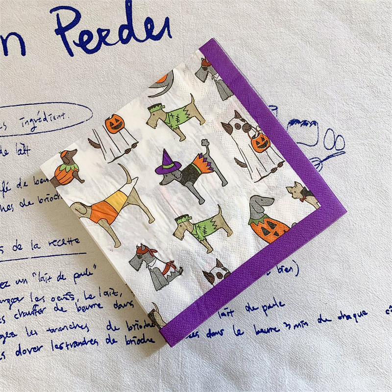 20 τεμ/συσκευασία Χαριτωμένο χαρτοπετσέτες για χαριτωμένο σκυλί Happy Halloween Decoupage Χάρτινο χαρτομάντιλο από χαρτοπετσέτα κινουμένων σχεδίων για παιδιά Προμήθειες για πάρτι γενεθλίων