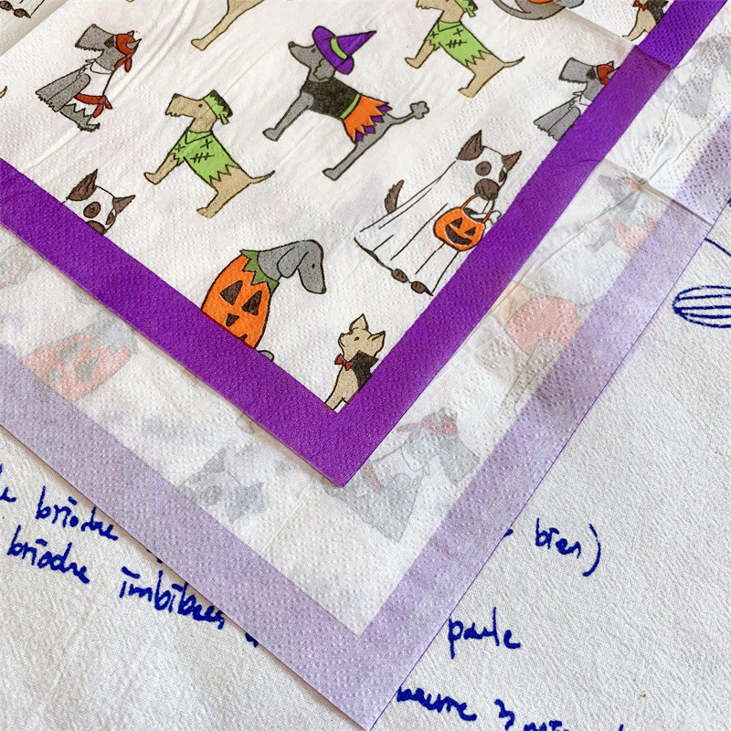 20 τεμ/συσκευασία Χαριτωμένο χαρτοπετσέτες για χαριτωμένο σκυλί Happy Halloween Decoupage Χάρτινο χαρτομάντιλο από χαρτοπετσέτα κινουμένων σχεδίων για παιδιά Προμήθειες για πάρτι γενεθλίων