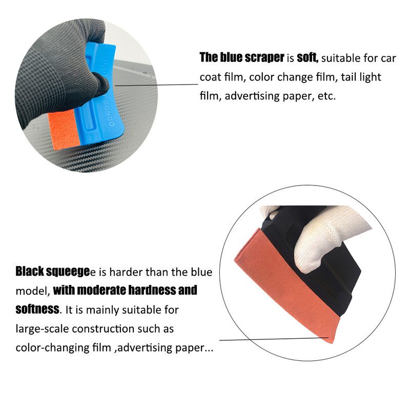 TOFAR Auto aksesuāri Vinila iesaiņojums oglekļa šķiedras plēve Magnētiskā rakeļa logu tonēšanas skrāpis bez skrāpējumiem zamšādas filca auto ietīšana