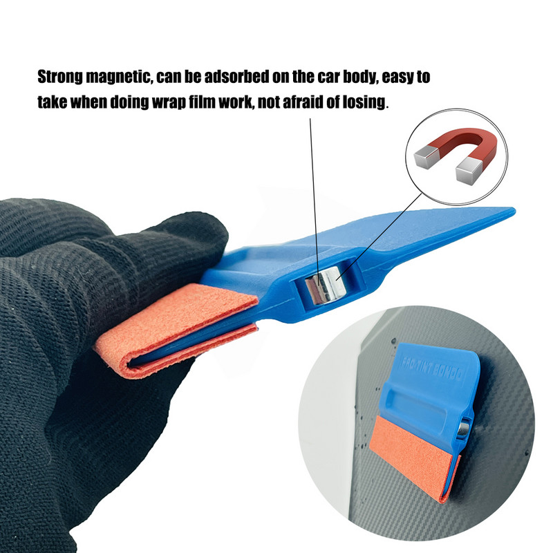 TOFAR Auto aksesuāri Vinila iesaiņojums oglekļa šķiedras plēve Magnētiskā rakeļa logu tonēšanas skrāpis bez skrāpējumiem zamšādas filca auto ietīšana