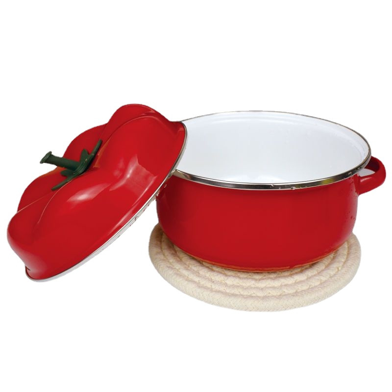 Patvarus porcelianinis pomidorų puodas su kaitinimo funkcija sriubai ir troškiniui, 18cm/20cm/22cm