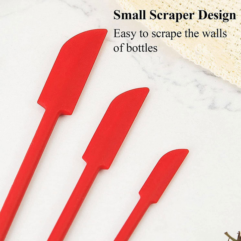 Mini lāpstiņa Silikona burciņa Lāpstiņa Pēdējais piliens Mazas Lāpstiņas Final Makeup Lāpstiņas Divpusējas Garas Karotes Kosmētikas Virtuvei