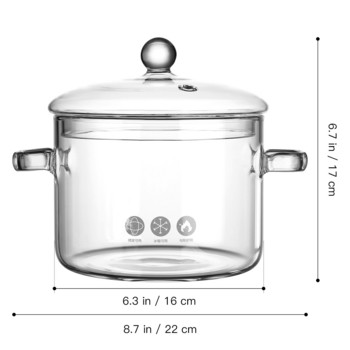 Стъклена тенджера Саксия за юфка Голяма прозрачна купа за супа за готвене Прозрачни купи с високо съдържание на боросиликат Капак за запас