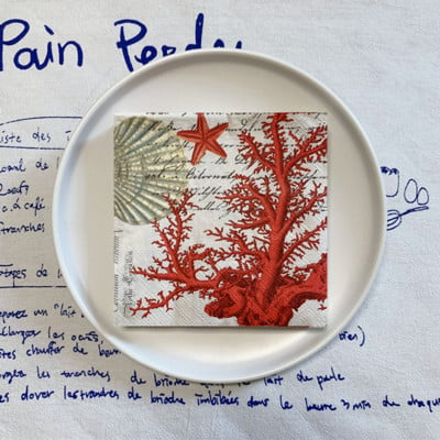 20 buc/pungă stea de mare vintage, coral, șervețele de hârtie pentru decoupage, țesături de hârtie pentru organism marin, pentru petrecere, articole de masă, consumabile de Crăciun 25x25cm