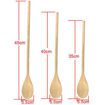 Дървена бамбукова много дълга дръжка Големи големи лъжици 35 см/40 см/45 см Съдове от естествено дърво за готвене Смесване Разбъркване Инструменти