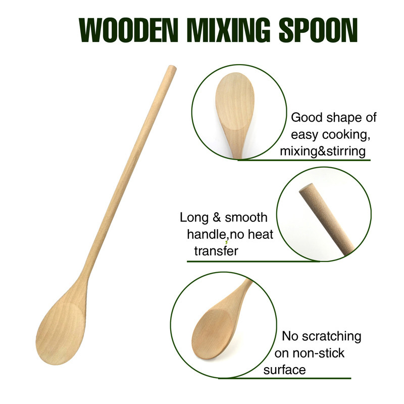 Дървена бамбукова много дълга дръжка Големи големи лъжици 35 см/40 см/45 см Съдове от естествено дърво за готвене Смесване Разбъркване Инструменти