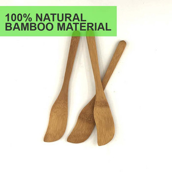 Бамбукова намазка за масло 3PCS Комплект кухненски инструменти Посуда Нож за масло Бамбуков нож Малка шпатула Бамбукова стъргалка