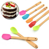 1 tk Mini silikoonkaabits, bambusest käepidemega küpsise saiake Silikoonist spaatliga kühvlihari Köögitarbed Küpsetustööriistad Aksessuaarid