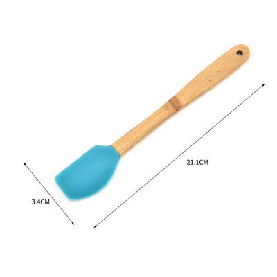 1 tk Mini silikoonkaabits, bambusest käepidemega küpsise saiake Silikoonist spaatliga kühvlihari Köögitarbed Küpsetustööriistad Aksessuaarid