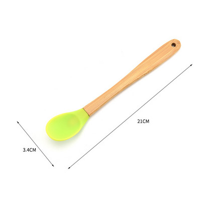 1 tk Mini silikoonkaabits, bambusest käepidemega küpsise saiake Silikoonist spaatliga kühvlihari Köögitarbed Küpsetustööriistad Aksessuaarid