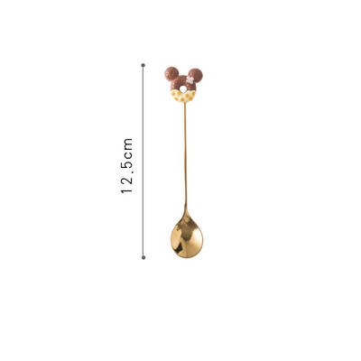 1 gab. Nerūsējošā tērauda Mikija virtuļa karote, dakšiņa kūka, kafija deserts, tēja, saldējums, maisīšanas karotes, konfektes, jauka karikatūra tējkarote