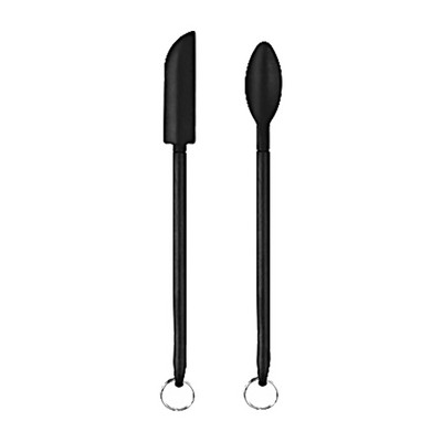 2tk komplekt 3-ühes Mini silikoonist teleskooplabidas laiendatav meik Kaasaskantav köök küpsetuskaste Kulp spaatliga leib Uus