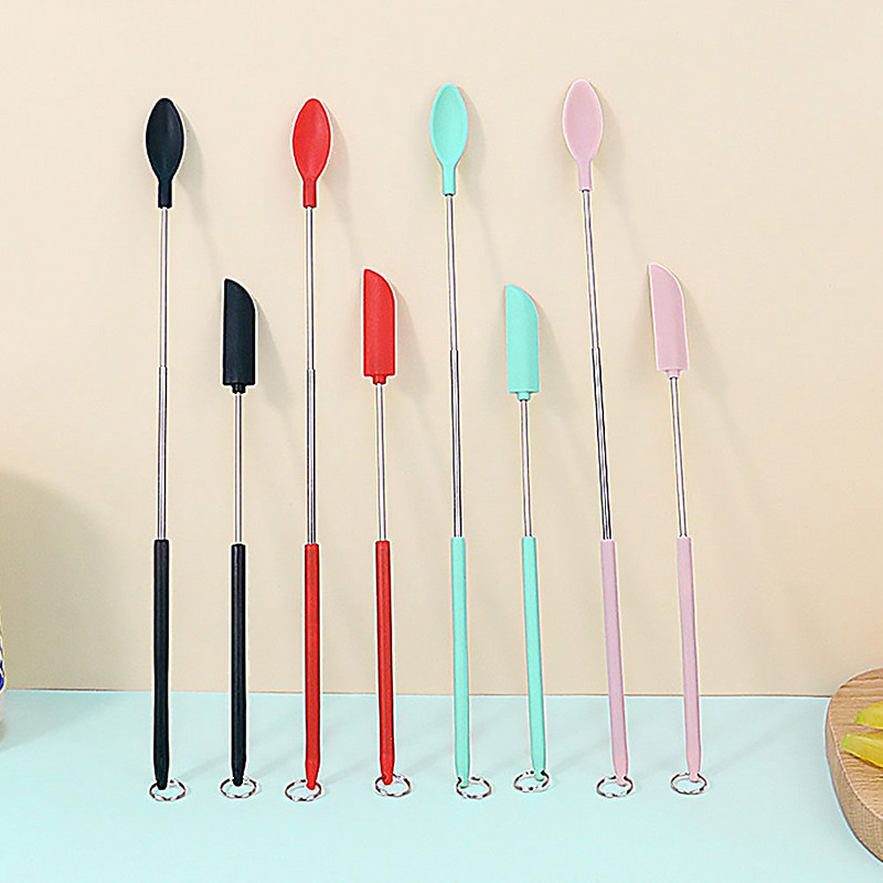 2tk komplekt 3-ühes Mini silikoonist teleskooplabidas laiendatav meik Kaasaskantav köök küpsetuskaste Kulp spaatliga leib Uus