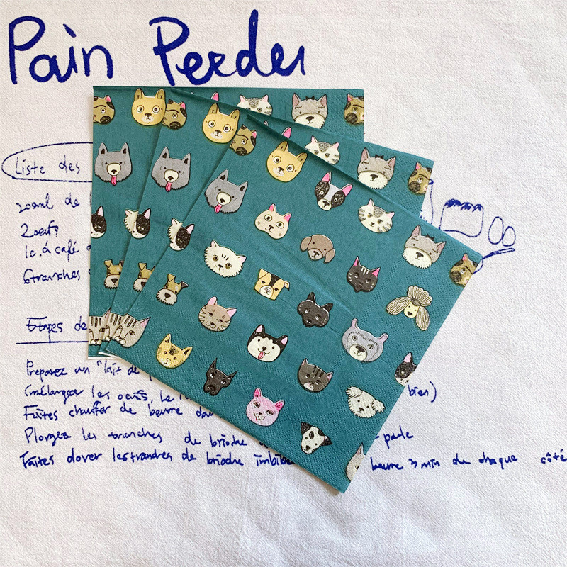 20 τεμ/συσκευασία Χαριτωμένα χαρτοπετσέτες για ντεκουπάζ για σκύλους γάτα με κινούμενα σχέδια Χαρτοπετσέτες Kitty Doggy Ζώο χαρτομάντιλα για παιδιά Διακοσμήσεις για πάρτι γενεθλίων 1