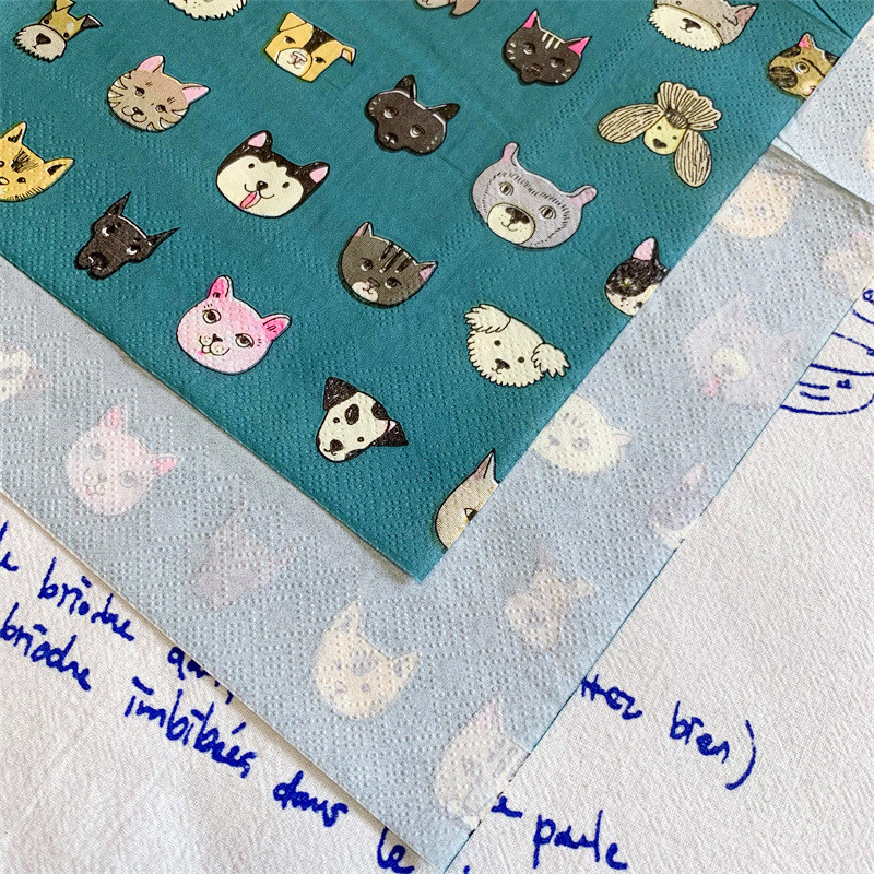 20 τεμ/συσκευασία Χαριτωμένα χαρτοπετσέτες για ντεκουπάζ για σκύλους γάτα με κινούμενα σχέδια Χαρτοπετσέτες Kitty Doggy Ζώο χαρτομάντιλα για παιδιά Διακοσμήσεις για πάρτι γενεθλίων 1