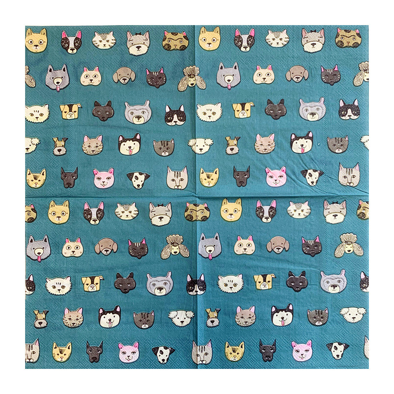 20 τεμ/συσκευασία Χαριτωμένα χαρτοπετσέτες για ντεκουπάζ για σκύλους γάτα με κινούμενα σχέδια Χαρτοπετσέτες Kitty Doggy Ζώο χαρτομάντιλα για παιδιά Διακοσμήσεις για πάρτι γενεθλίων 1