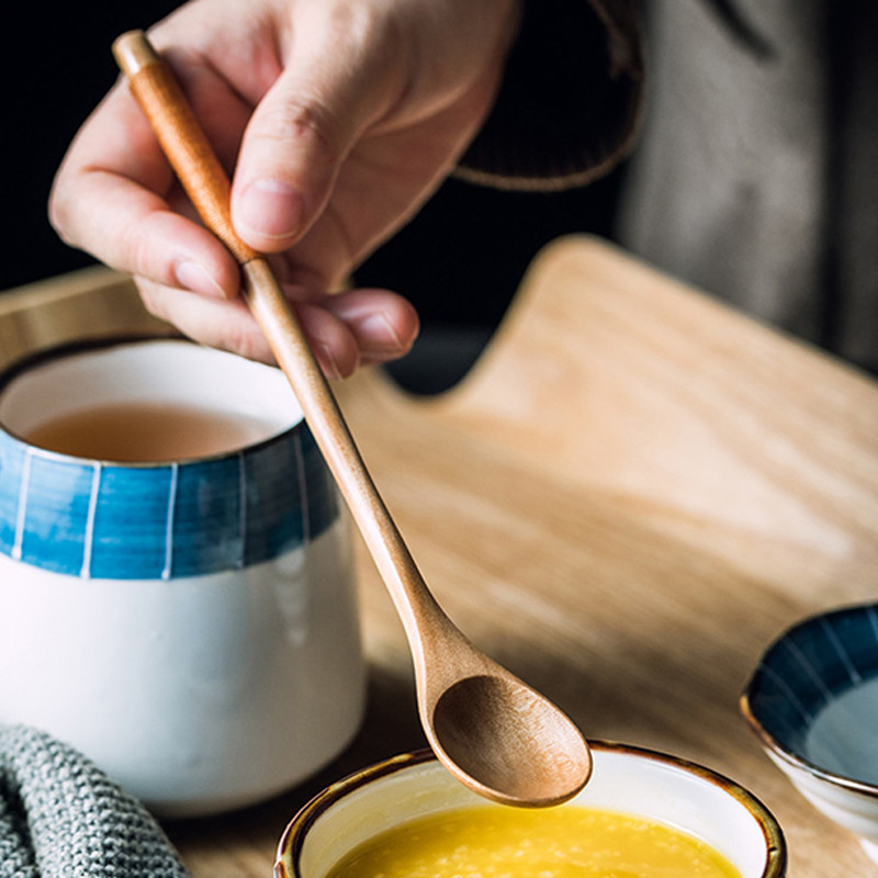 6 vnt. Medinis arbatinis šaukštelis Ilgas kavos šaukštelis Mažų arbatinių šaukštelių rinkinys Medus Medus Desertinis Šaukštelis Kavos gėrimų Maišytuvas Arbatiniai šaukšteliai Stalo reikmenys