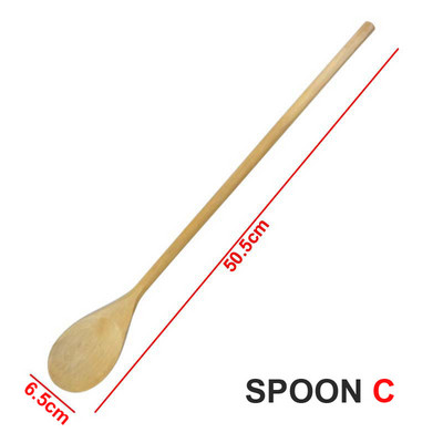 Koka bambusa īpaši garš rokturis lielas lielas karotes 50cm 40cm dabīgā koka trauki ēdiena gatavošanai, maisot maisīšanu