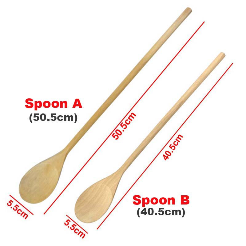 Koka bambusa īpaši garš rokturis lielas lielas karotes 50cm 40cm dabīgā koka trauki ēdiena gatavošanai, maisot maisīšanu