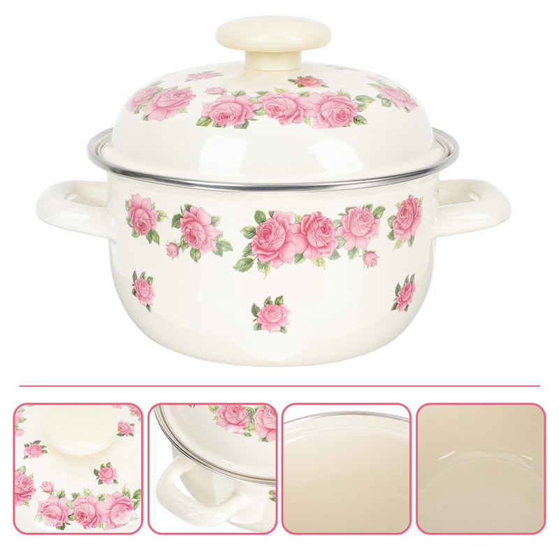 Emaljas katla vāks piena panna Maza gatavošanas mērces rokturis Nelipīgs kastrolis, stikla vārīšana