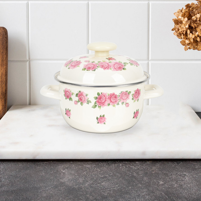 Emaljas katla vāks piena panna Maza gatavošanas mērces rokturis Nelipīgs kastrolis, stikla vārīšana