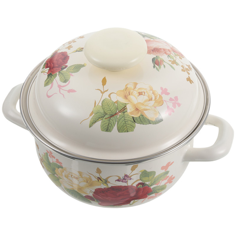 Emaljas katla vāks piena panna Maza gatavošanas mērces rokturis Nelipīgs kastrolis, stikla vārīšana