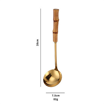 Nerūsējošā tērauda zupas karotes caurduris ar koka rokturi Pretpiedeguma pasniegšanas ēdamkarotes Karstā katla karotes Virtuves piederumi
