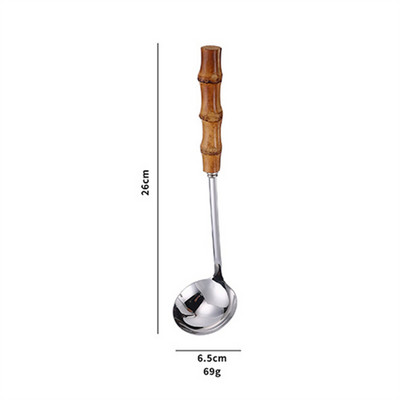 Nerūsējošā tērauda zupas karotes caurduris ar koka rokturi Pretpiedeguma pasniegšanas ēdamkarotes Karstā katla karotes Virtuves piederumi