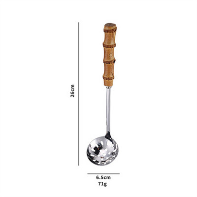 Nerūsējošā tērauda zupas karotes caurduris ar koka rokturi Pretpiedeguma pasniegšanas ēdamkarotes Karstā katla karotes Virtuves piederumi