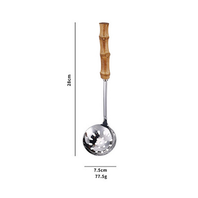Nerūsējošā tērauda zupas karotes caurduris ar koka rokturi Pretpiedeguma pasniegšanas ēdamkarotes Karstā katla karotes Virtuves piederumi