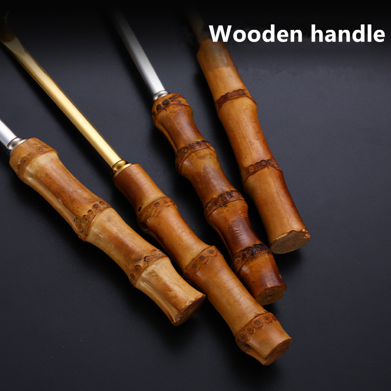 Nerūsējošā tērauda zupas karotes caurduris ar koka rokturi Pretpiedeguma pasniegšanas ēdamkarotes Karstā katla karotes Virtuves piederumi