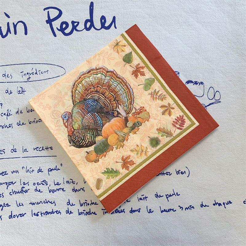 20gab/iepakojumā Pateicības dienas dekupāžas papīra salvetes Turcija ķirbju papīra salvetes ballīšu dekorēšanai Galda dekoru piederumi 7