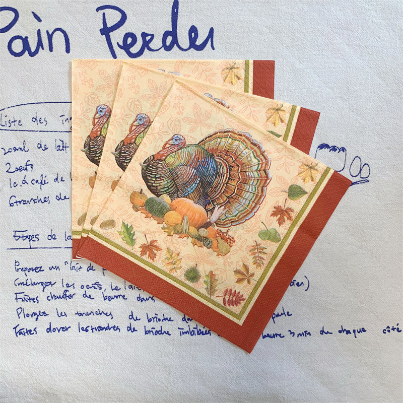 20gab/iepakojumā Pateicības dienas dekupāžas papīra salvetes Turcija ķirbju papīra salvetes ballīšu dekorēšanai Galda dekoru piederumi 7