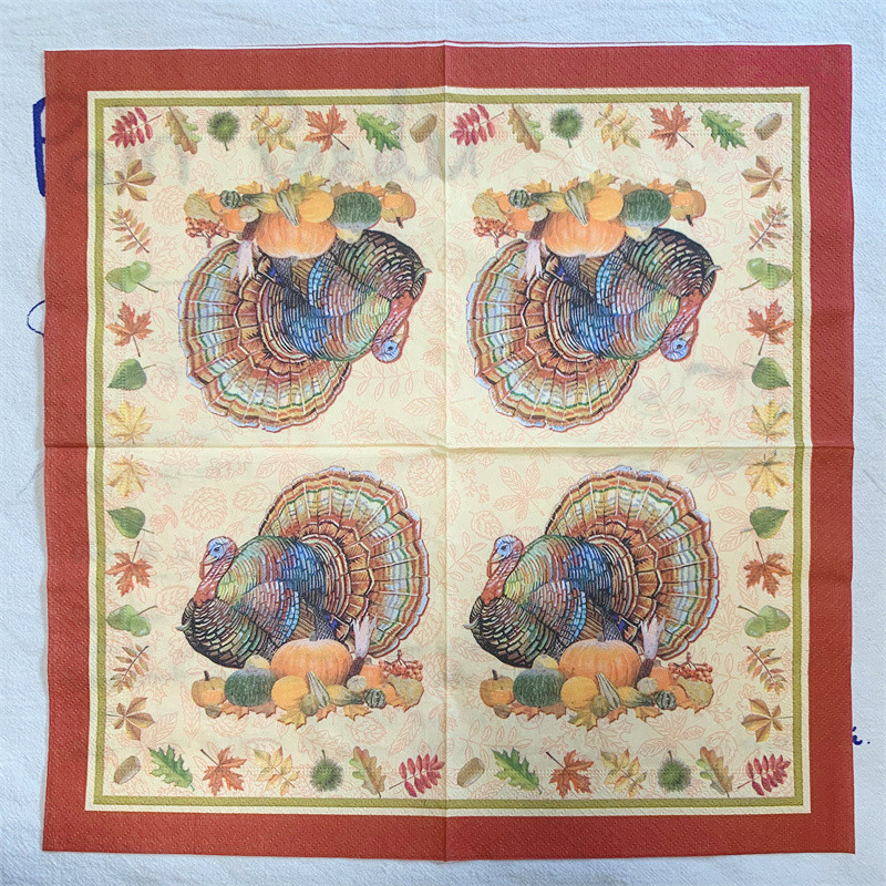 20gab/iepakojumā Pateicības dienas dekupāžas papīra salvetes Turcija ķirbju papīra salvetes ballīšu dekorēšanai Galda dekoru piederumi 7