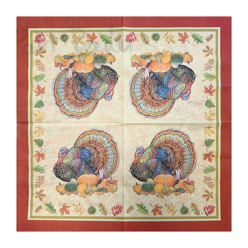 20gab/iepakojumā Pateicības dienas dekupāžas papīra salvetes Turcija ķirbju papīra salvetes ballīšu dekorēšanai Galda dekoru piederumi 7