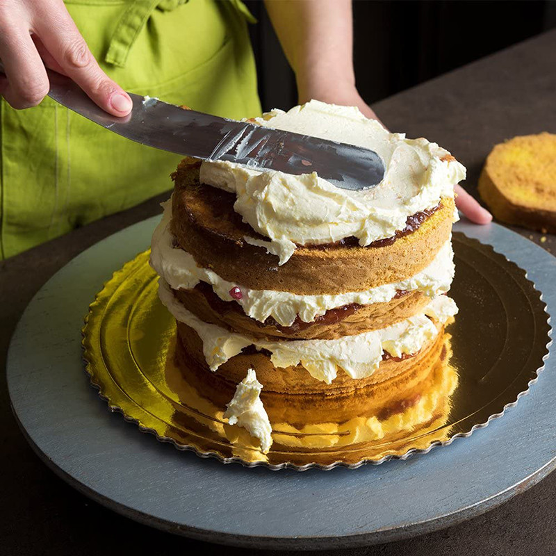 Koogiglasuuri spaatlid, roostevabast terasest nurga all olevad puidust käepidemega koogiglasuurilabidad, augukujundus, tordikaunistuse küpsetusvahendid