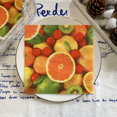 20gab./maisiņš Vintage apelsīnu citronu dekupāžas papīra salvetes augļi papīra salvetes ballīšu galda piederumiem kāzu Ziemassvētku festivāla piederumi 7