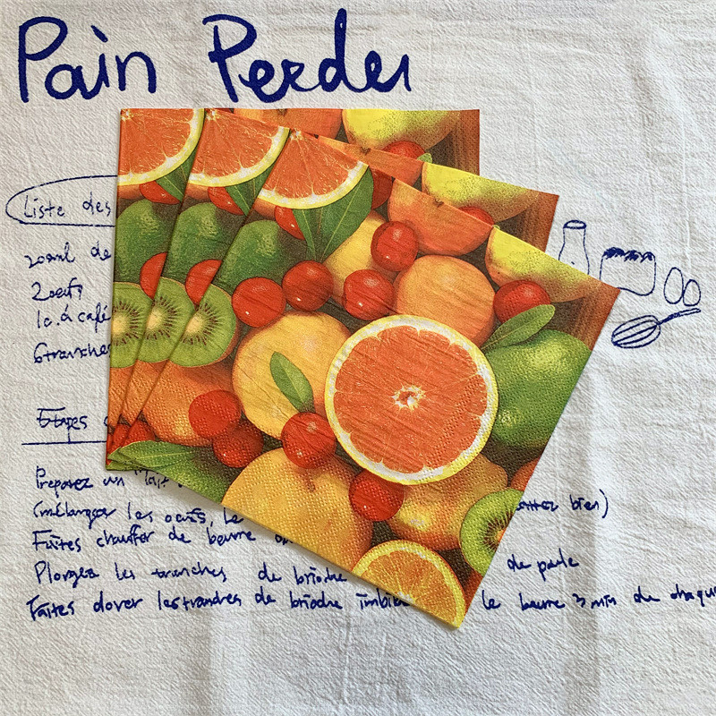 20gab./maisiņš Vintage apelsīnu citronu dekupāžas papīra salvetes augļi papīra salvetes ballīšu galda piederumiem kāzu Ziemassvētku festivāla piederumi 7