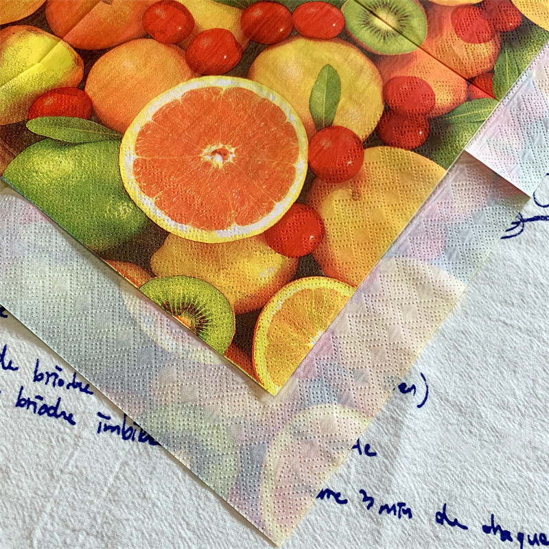 20gab./maisiņš Vintage apelsīnu citronu dekupāžas papīra salvetes augļi papīra salvetes ballīšu galda piederumiem kāzu Ziemassvētku festivāla piederumi 7