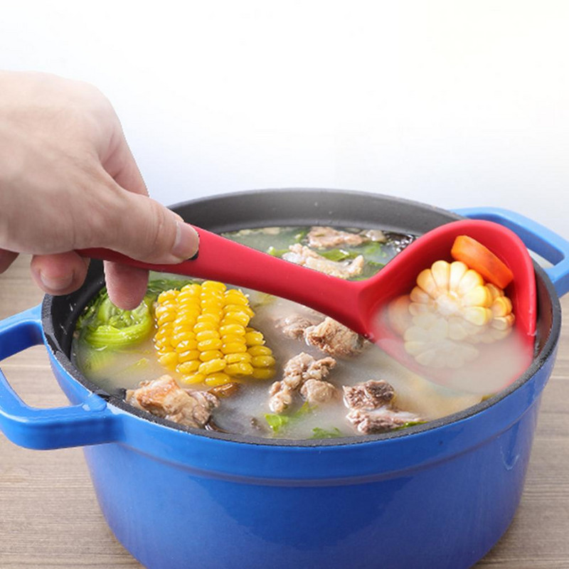 Élelmiszer-minőségű szilikon kanál hőálló, kényelmes fogantyú, kényelmes tárolási szilikon kanál forró edényhez