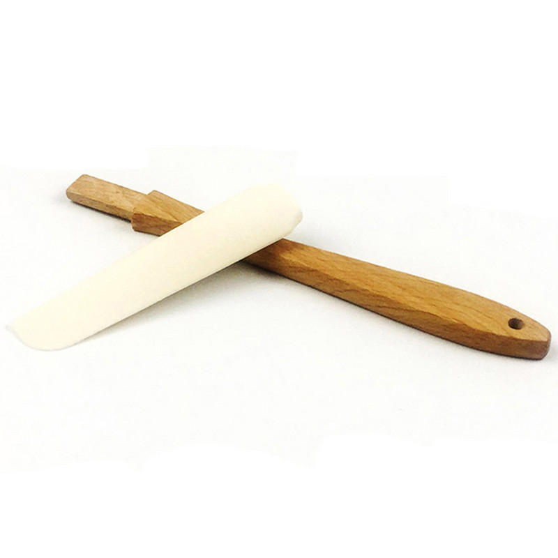 1PC skrāpis, izturīgs koka rokturis, trauks, lāpstiņa krējuma sviests, noņemams silikons, pilnīgi jauns