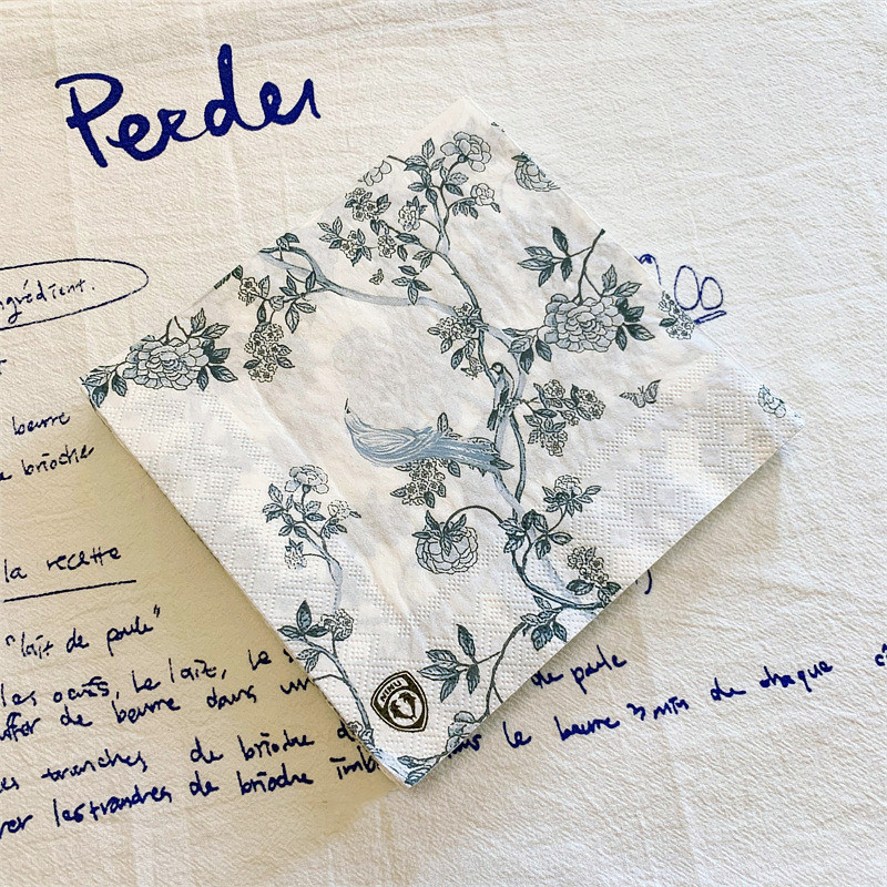 20gab./maisiņš Vintage putni ziedi dekupāžas papīra salvetes papīra salvetes ballīšu galda piederumiem kāzu festivālam Ziemassvētku piederumi 14