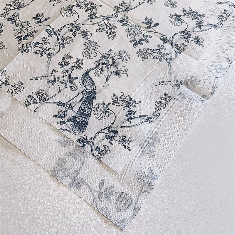 20gab./maisiņš Vintage putni ziedi dekupāžas papīra salvetes papīra salvetes ballīšu galda piederumiem kāzu festivālam Ziemassvētku piederumi 14
