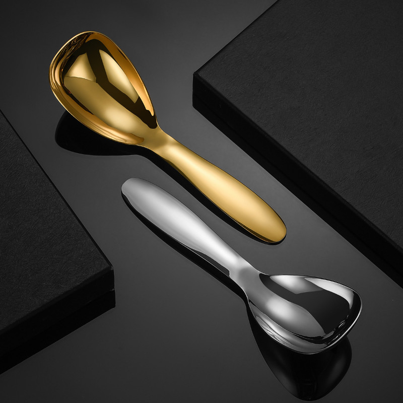 304 rozsdamentes acél nagy kapacitású leveskanalak Ezüst arany tükör polírozott mély étkészlet Otthoni konyha evőeszközök rizshez