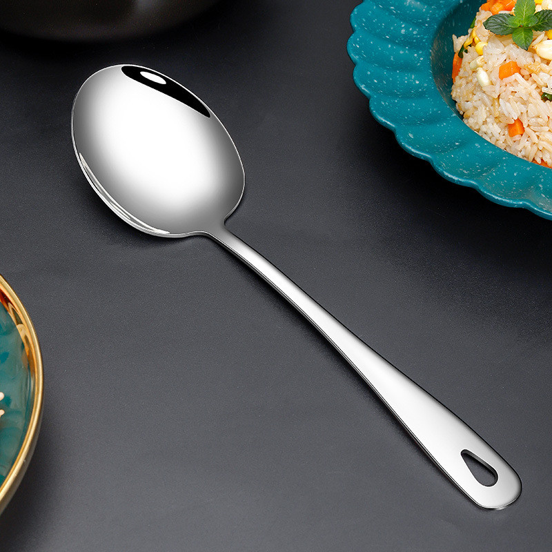 304 Nerūsējošā tērauda bieza virtuves karote BBQ lāpstiņa ar garu rokturi, pasniegšanas zupas karote caurduris salātu dakša gatavošanas piederumi