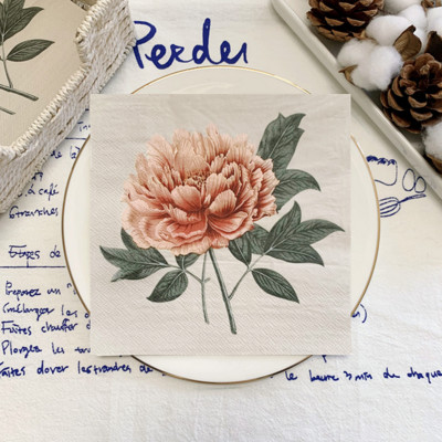 15 τεμ/τσάντα Κομψά λουλούδια παιώνιας Decoupage Χαρτοπετσέτες Floral χαρτομάντιλα για πάρτι σερβίτσια γάμου Χριστουγεννιάτικα προμήθειες Νέα