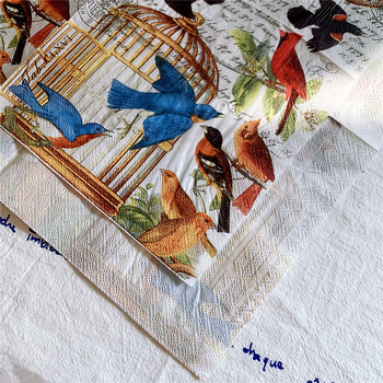 20 τεμ/συσκευασία Vintage Birds Cage Τραπέζι Decoupage Χαρτοπετσέτες Floral χαρτοπετσέτες χαρτομάντιλα για διακόσμηση γαμήλιου πάρτι Νέο