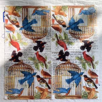 20 τεμ/συσκευασία Vintage Birds Cage Τραπέζι Decoupage Χαρτοπετσέτες Floral χαρτοπετσέτες χαρτομάντιλα για διακόσμηση γαμήλιου πάρτι Νέο